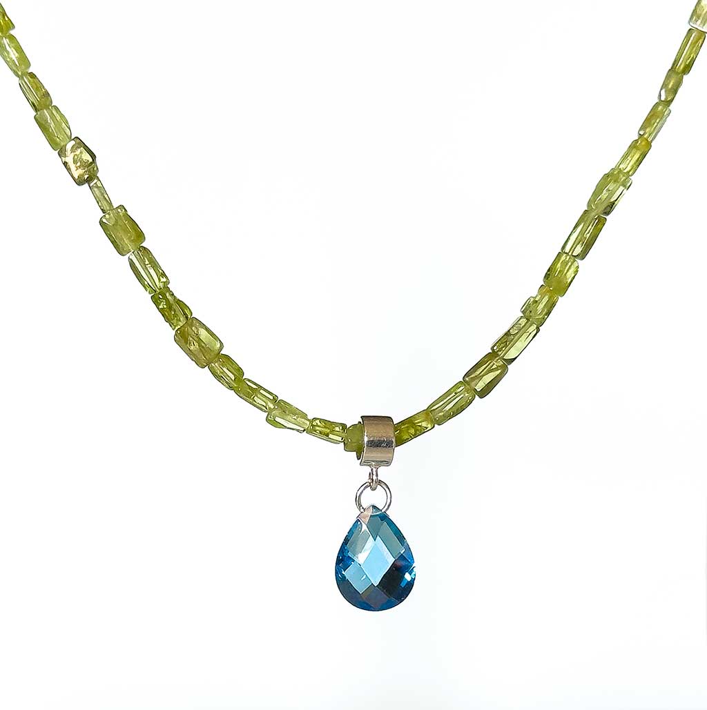 Peridot and Capri Sea Blue Necklace