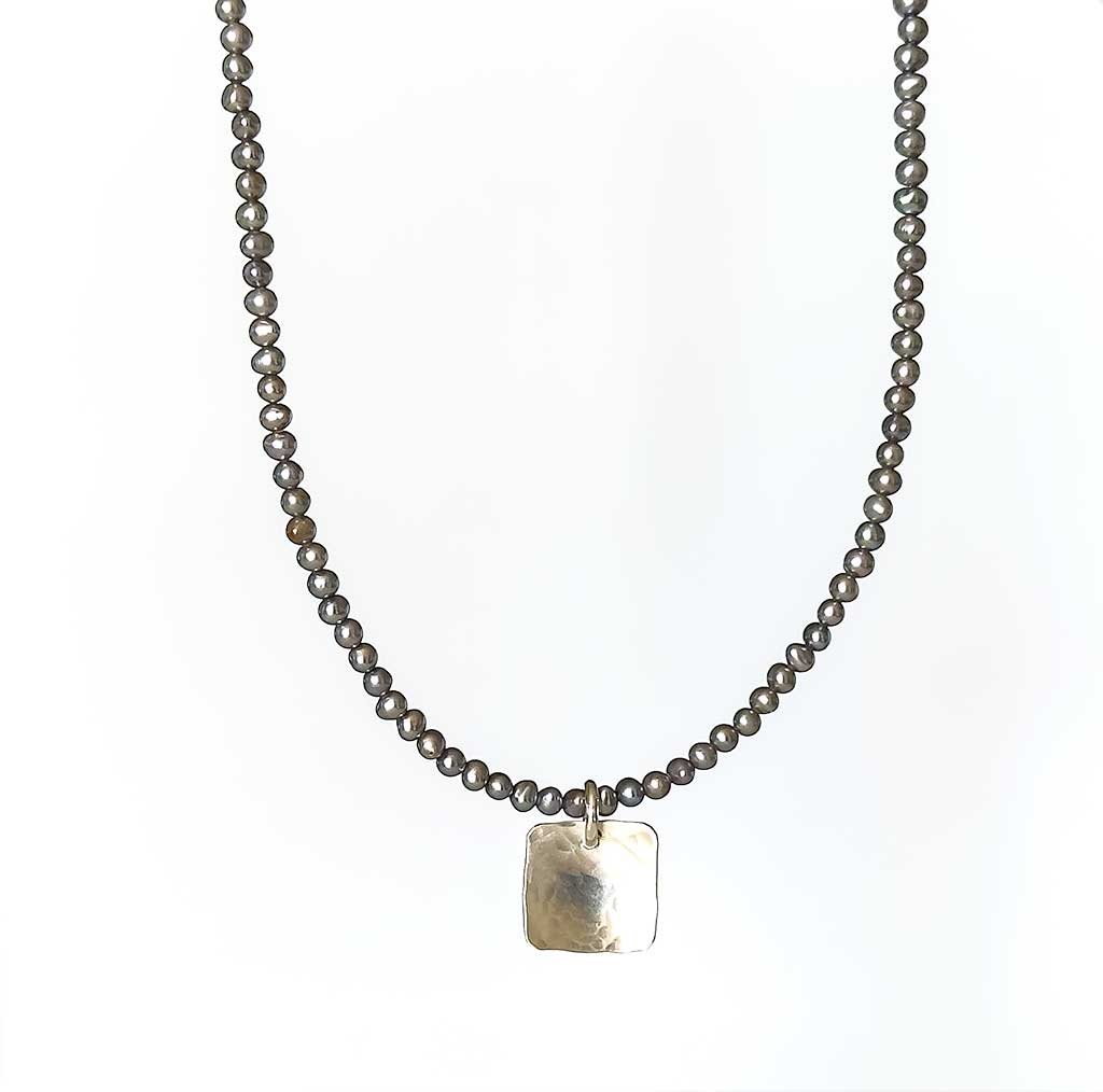 Grey Pearl & Silver Necklace