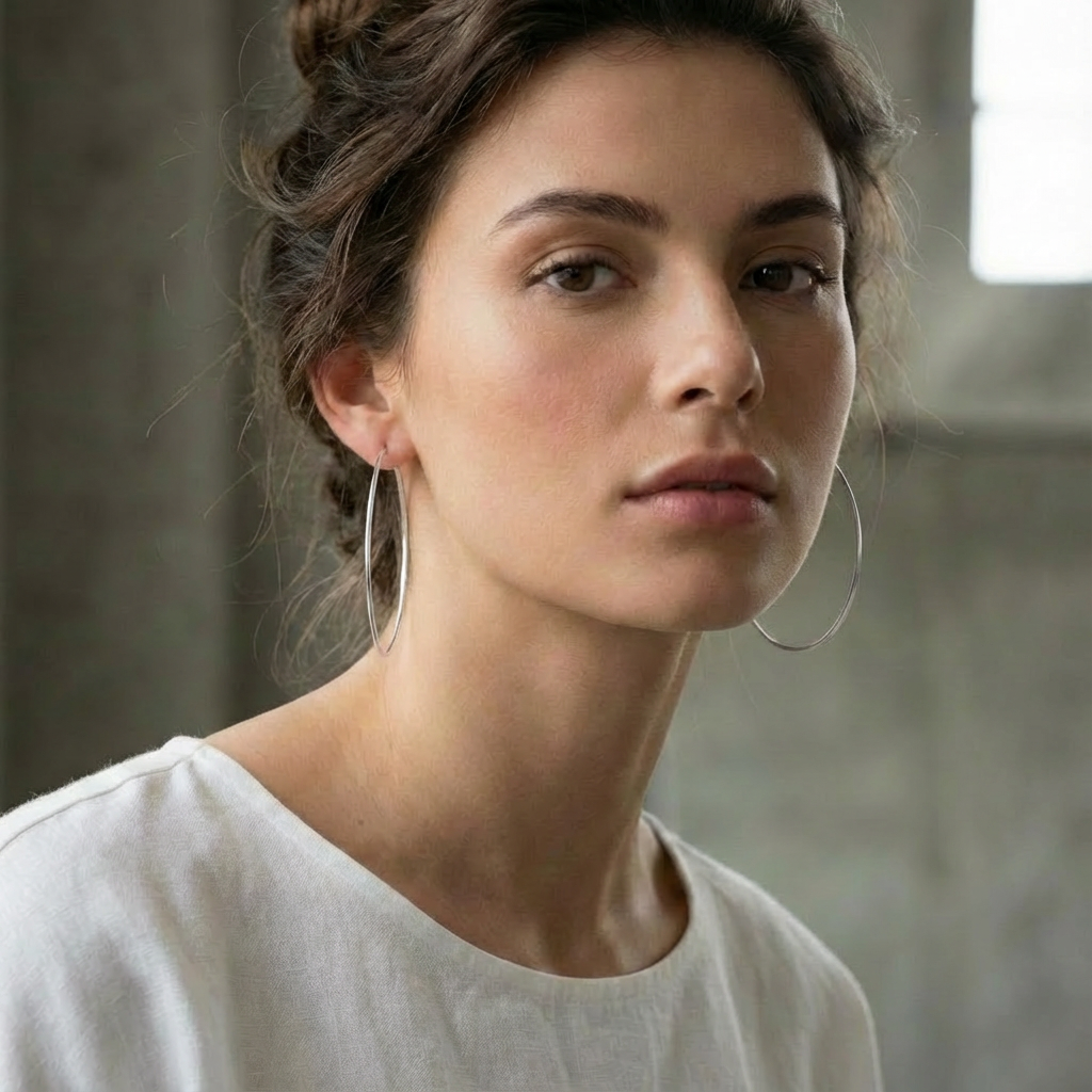 Silver Hammered Hoop Earrings