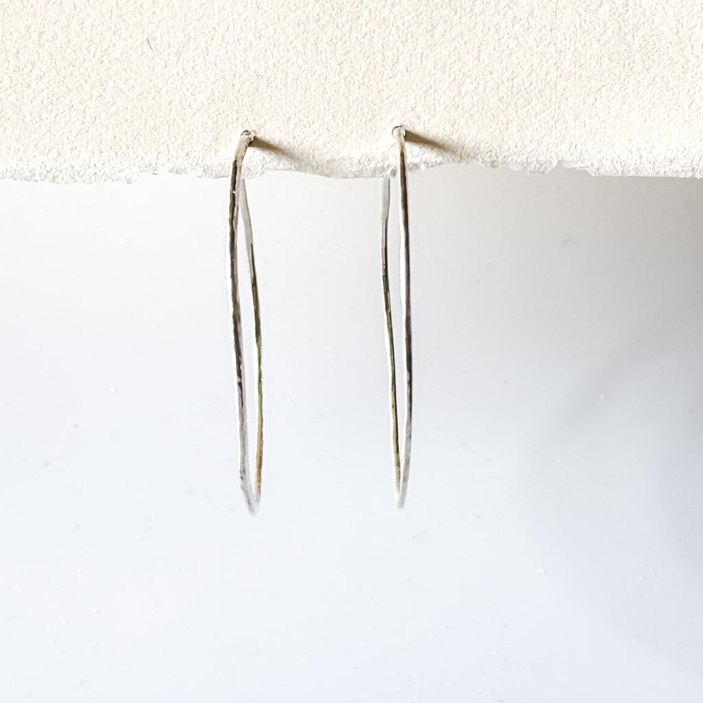 Silver Hammered Hoop Earrings