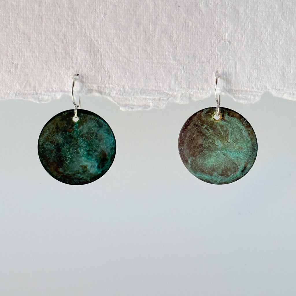 Deep Aqua Green Patina Earrings