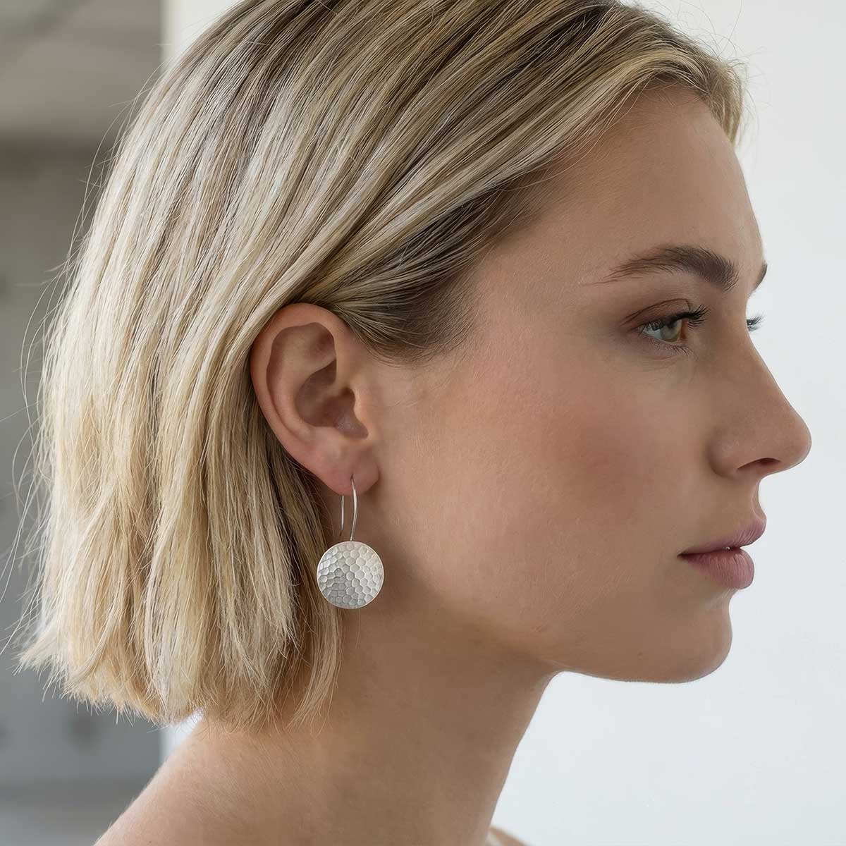 Silver Dimpled Earrings