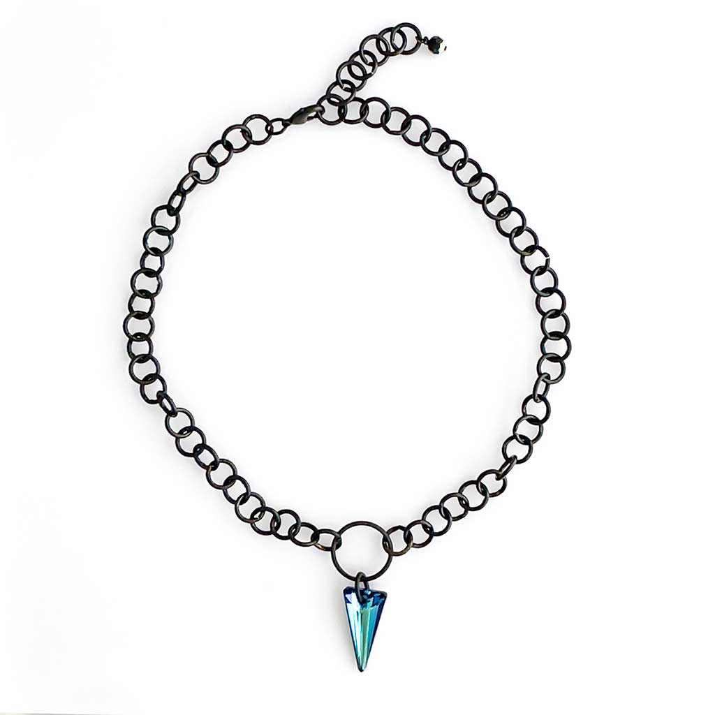 Swarovski Crystal & Black Steel Necklace