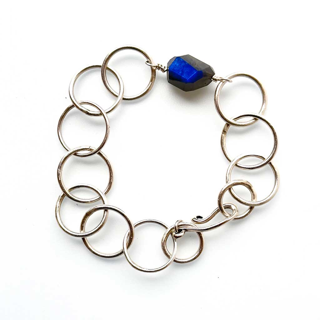 Silver Bracelet with Labradorite Stone