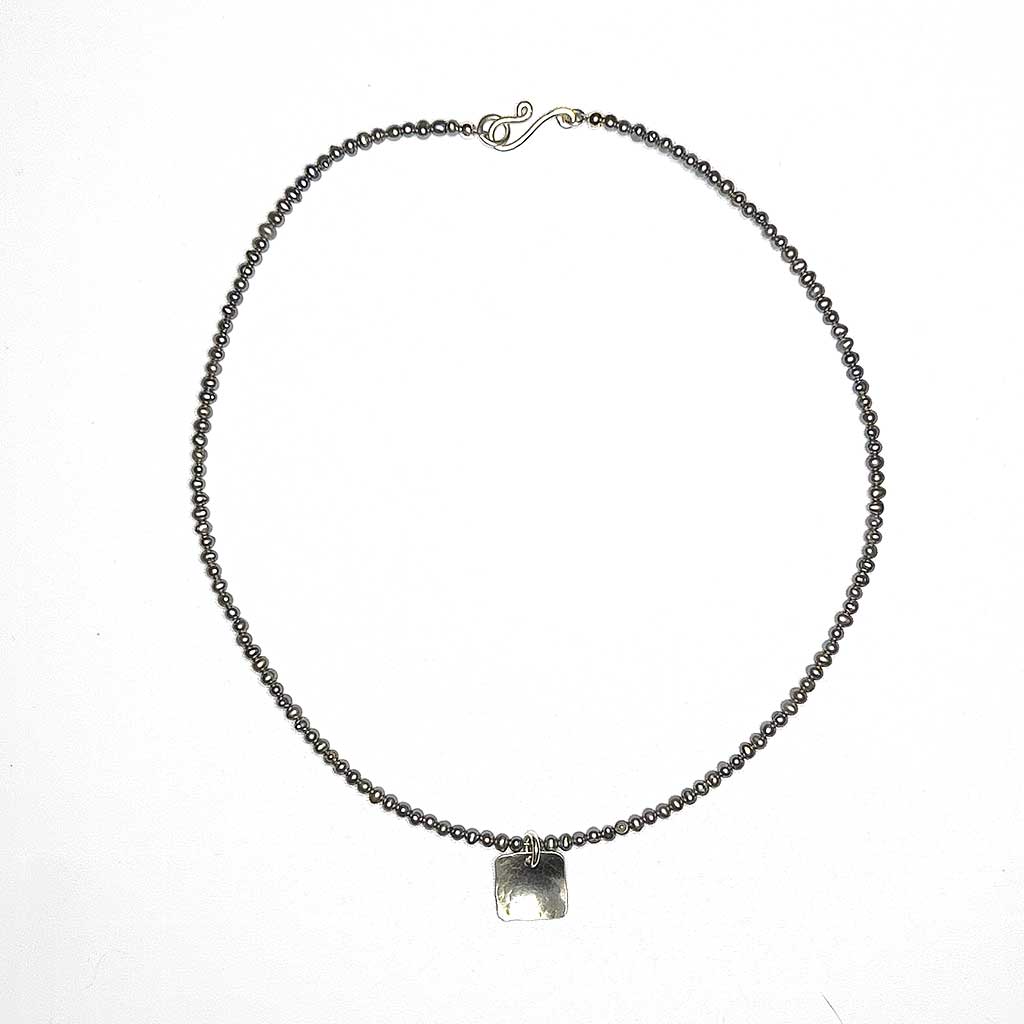 Grey Pearl & Silver Necklace