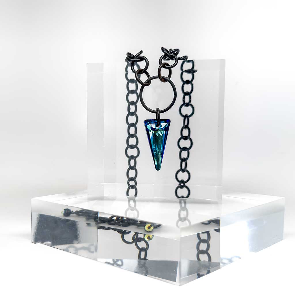 Swarovski Crystal & Black Steel Necklace