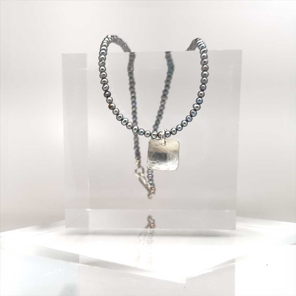 Grey Pearl & Silver Necklace