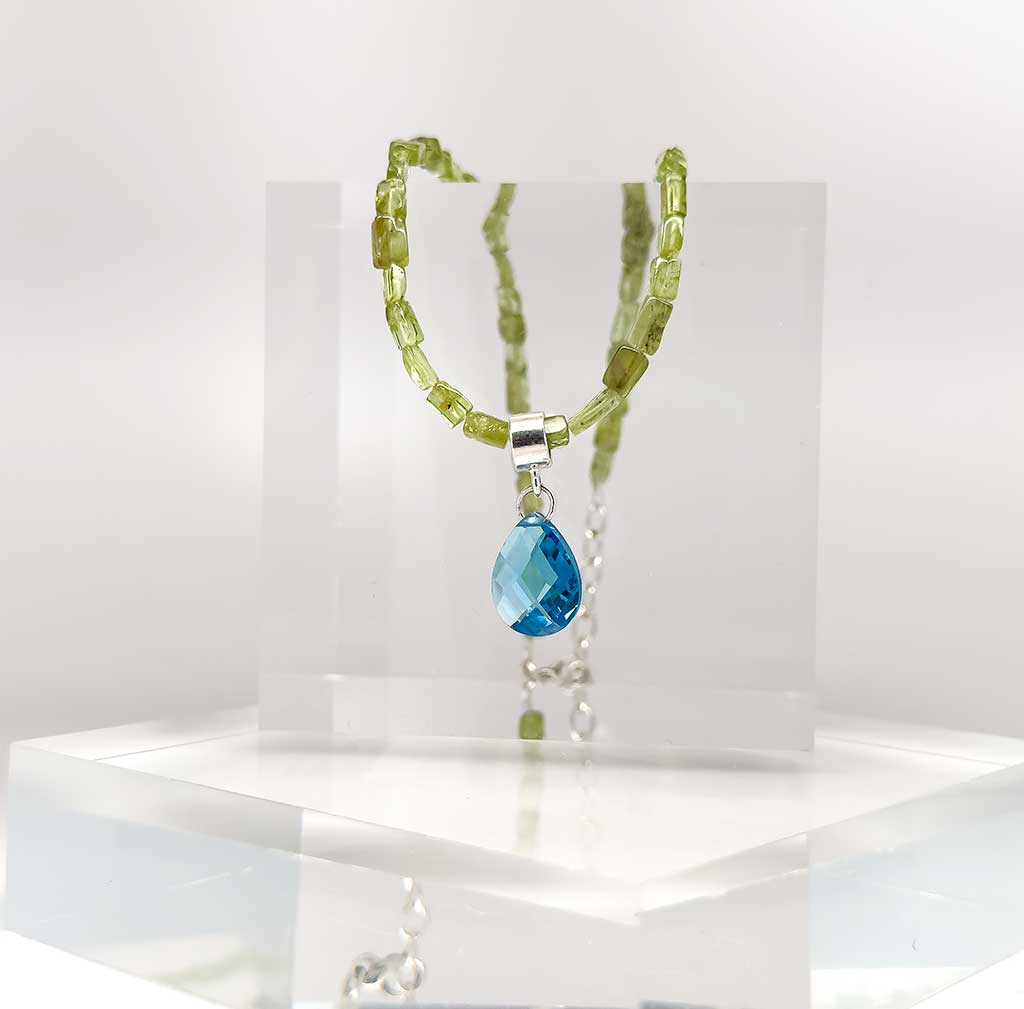 Peridot and Capri Sea Blue Necklace