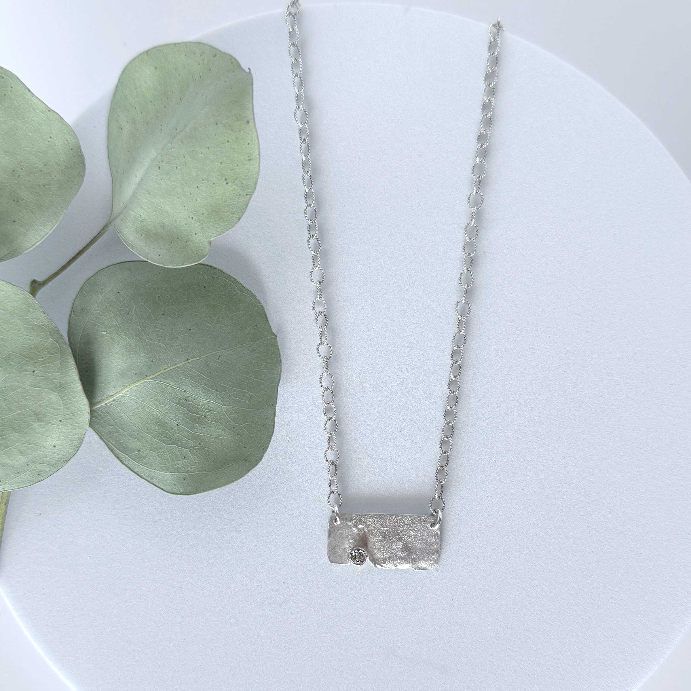 Reticulated Silver & White Topaz Necklace