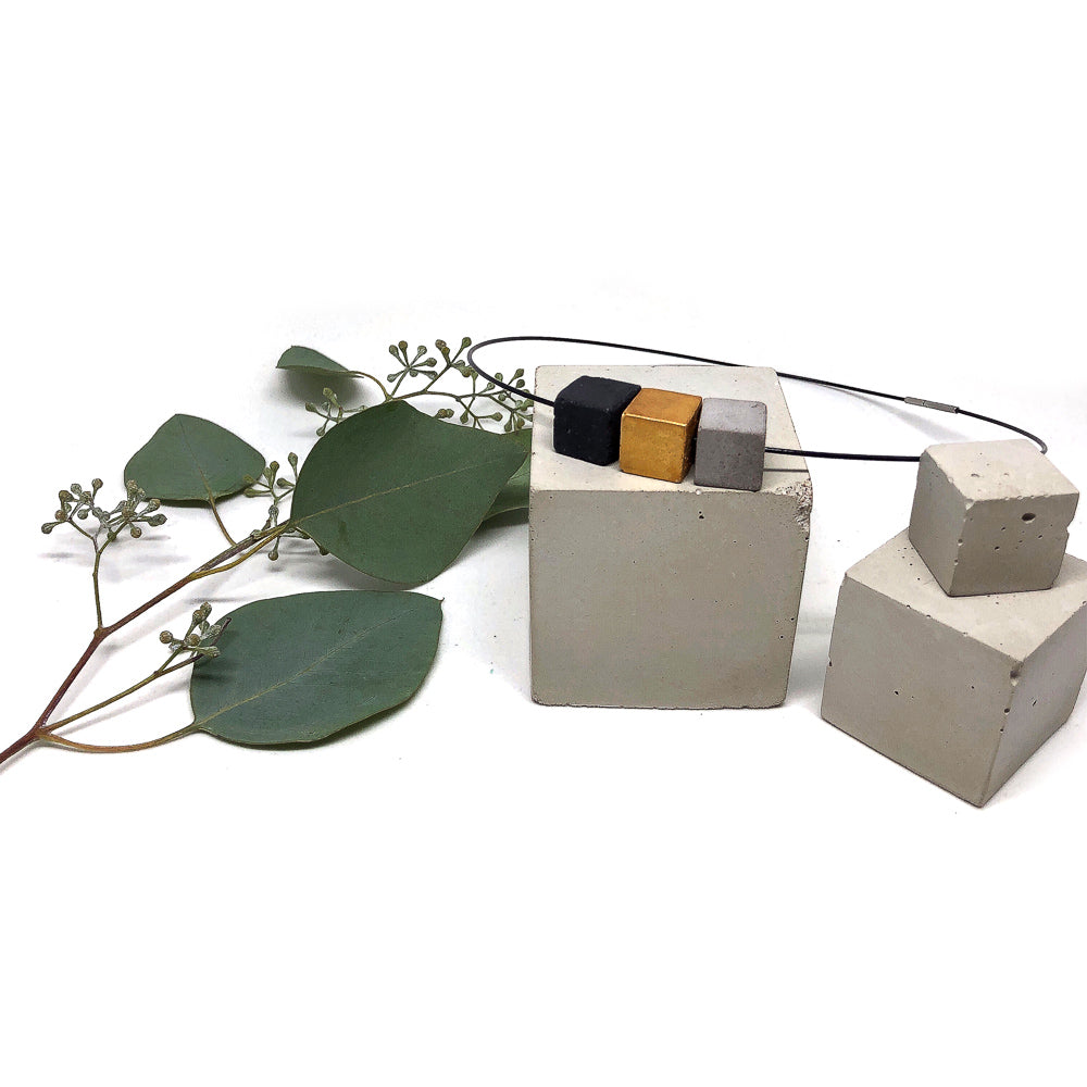 Concrete Cubist Necklace B-G-C