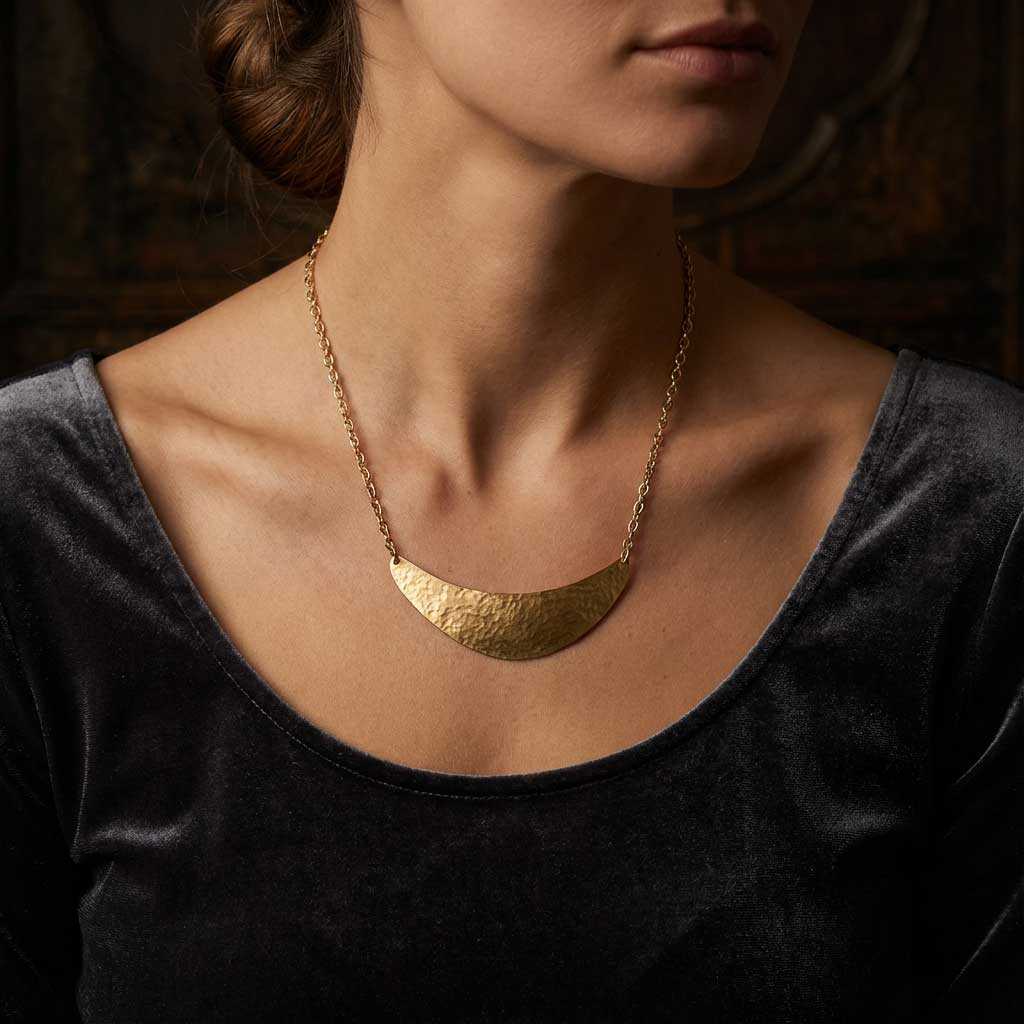 Hammered Crescent Necklace