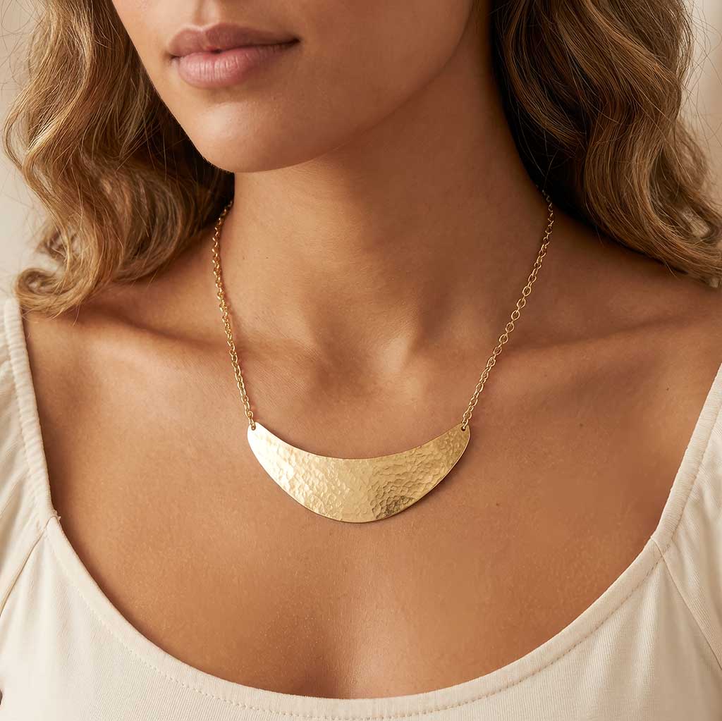 Hammered Crescent Necklace