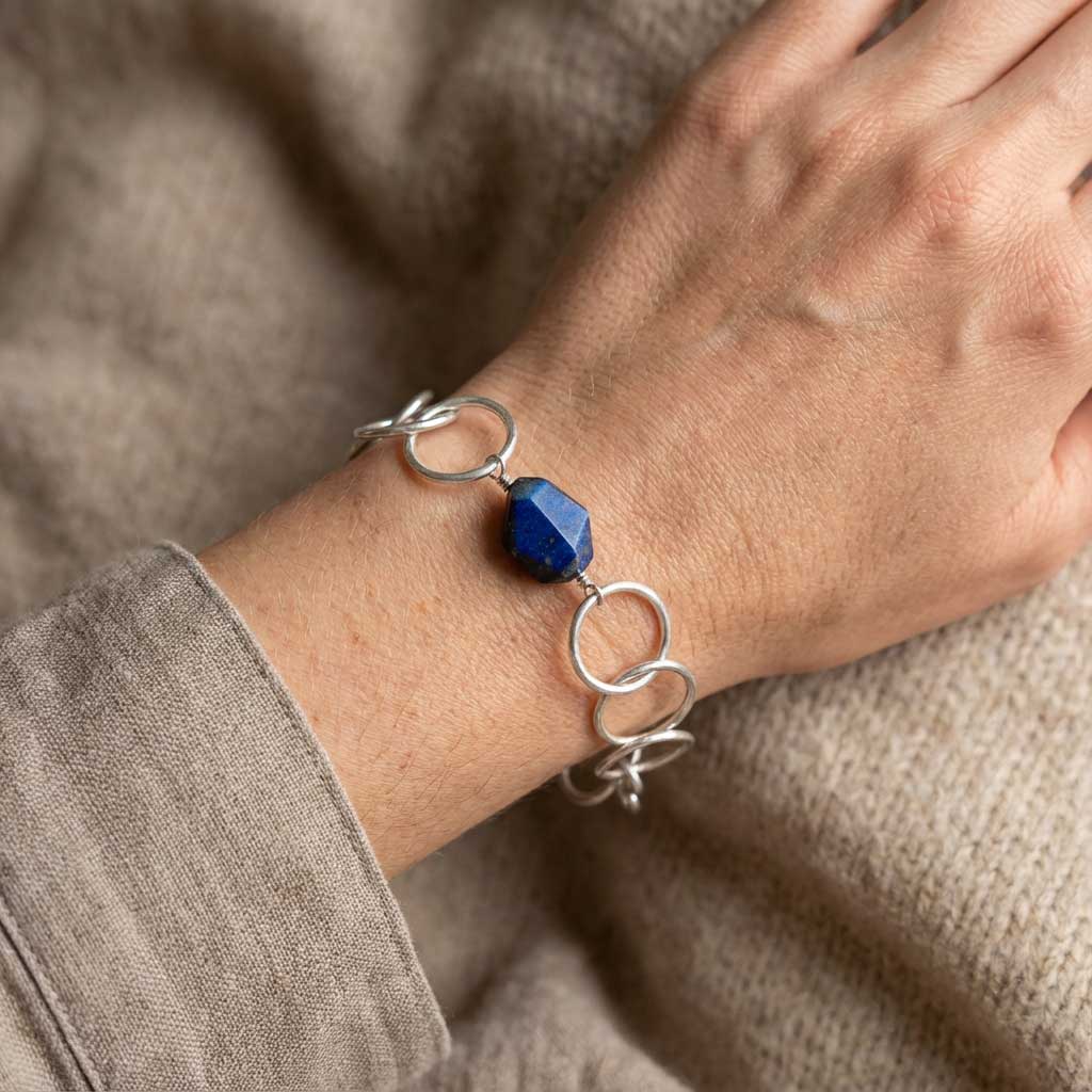 Silver Bracelet with Labradorite Stone