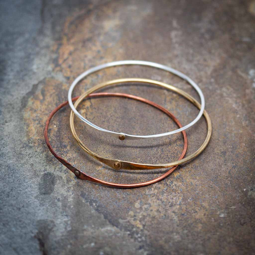 Set of 3 Riveted Bangles - Multi-Metals