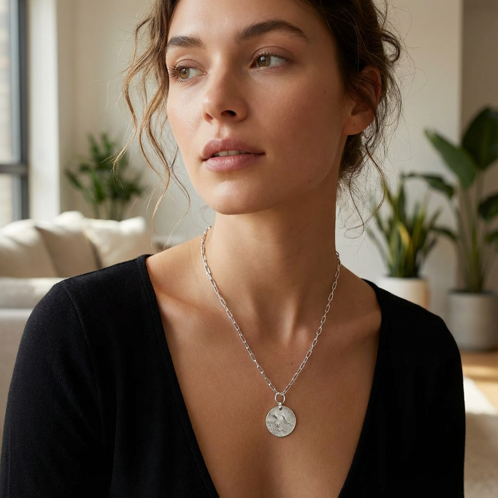 Reticulated Silver Necklace v-08