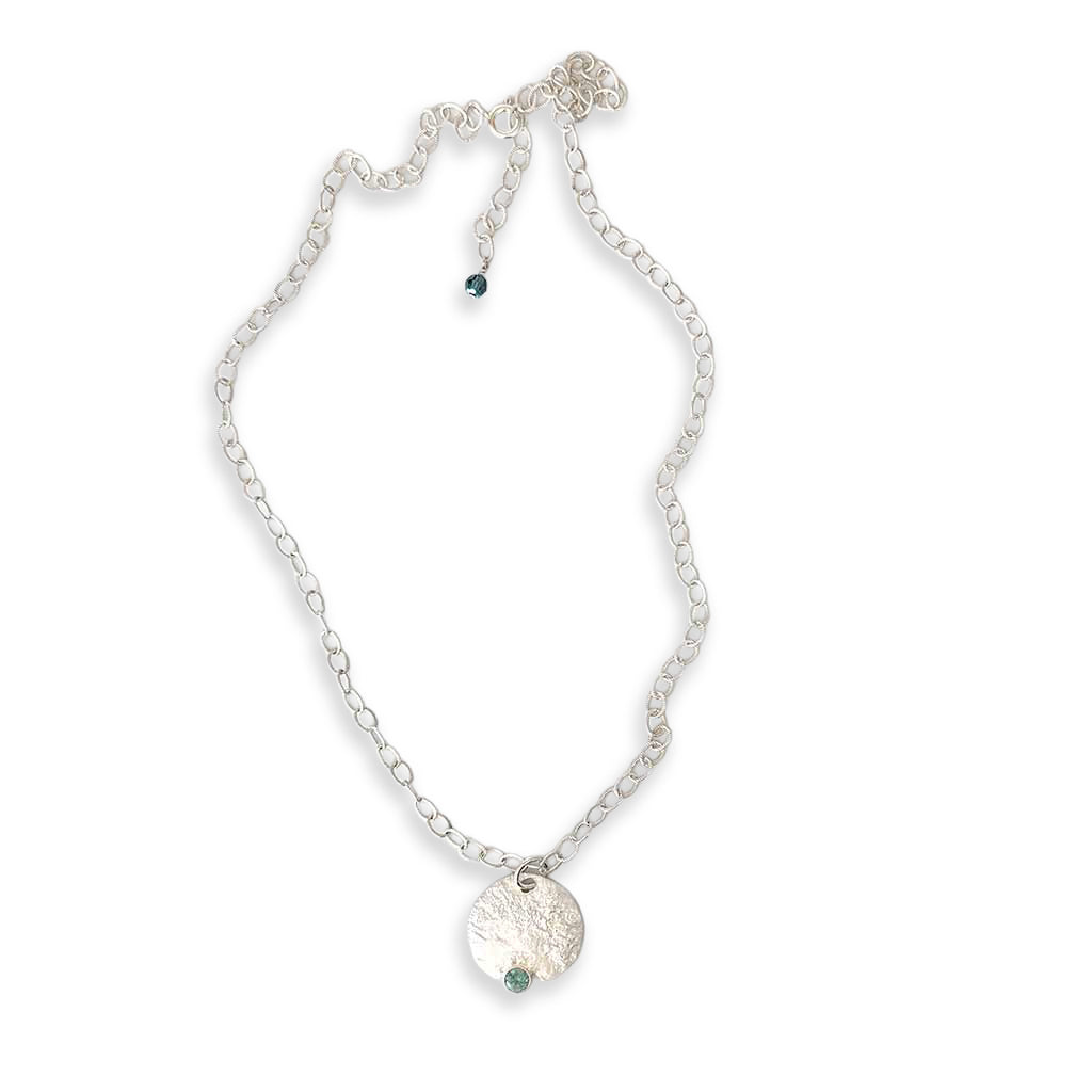 Reticulated Silver & Blue Topaz Necklace