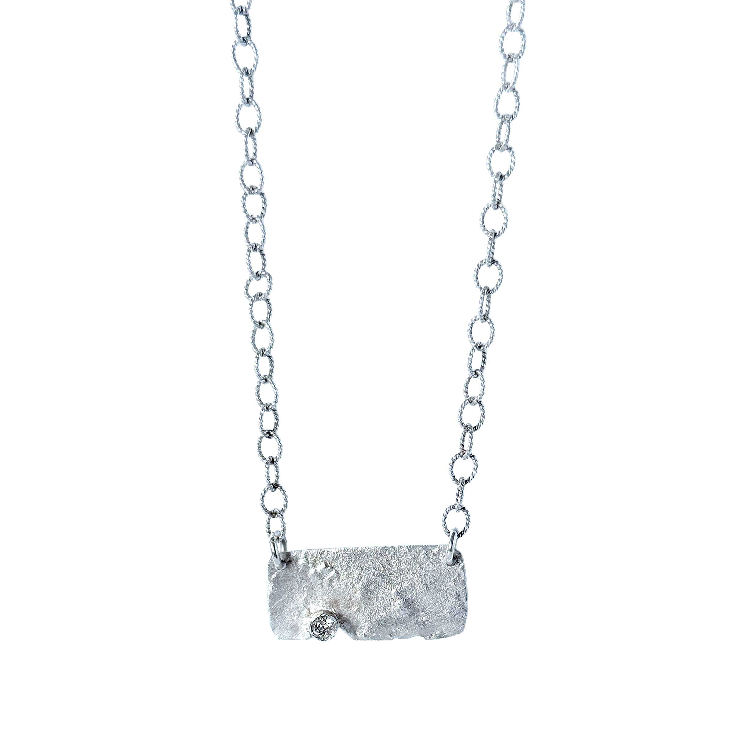 Reticulated Silver & White Topaz Necklace