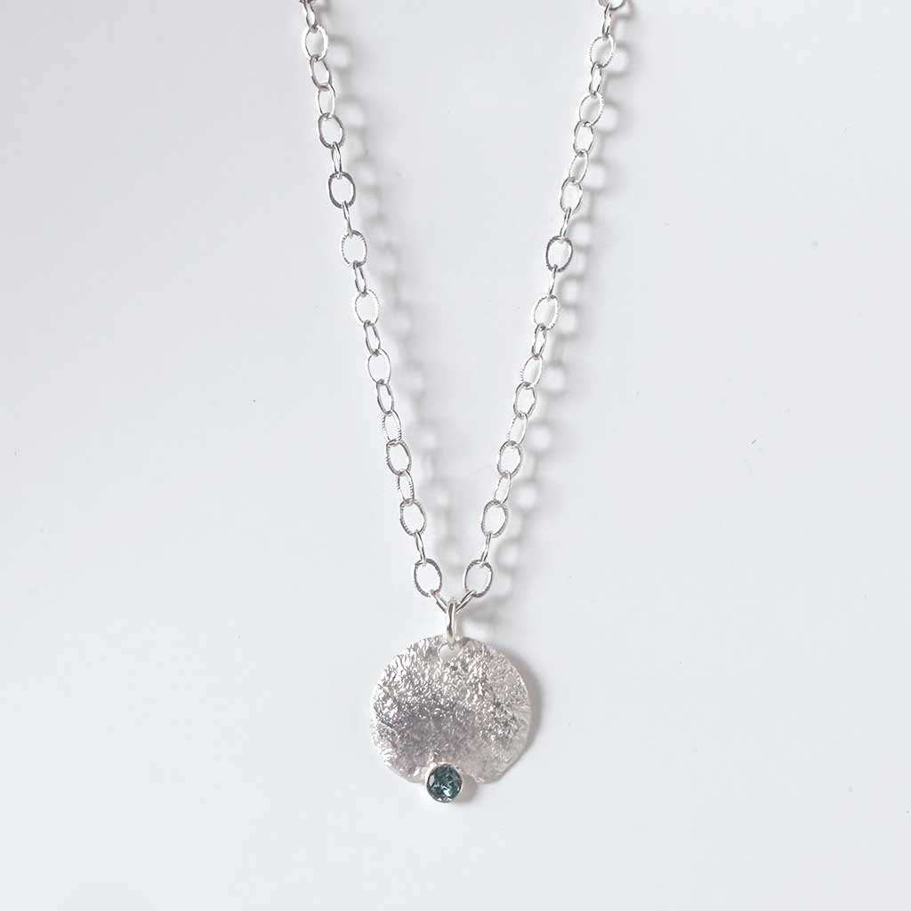 Reticulated Silver & Blue Topaz Necklace
