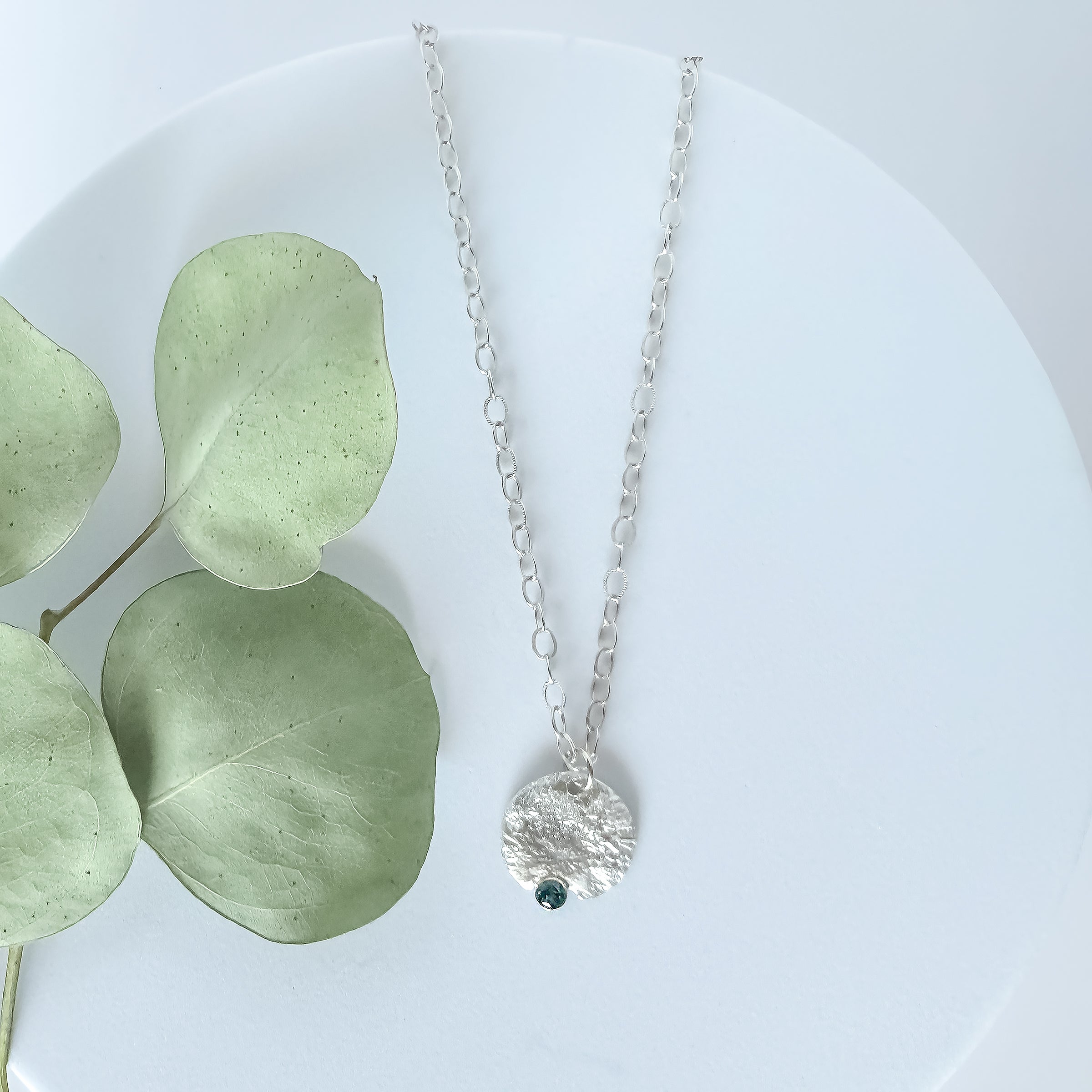 Reticulated Silver & Blue Topaz Necklace