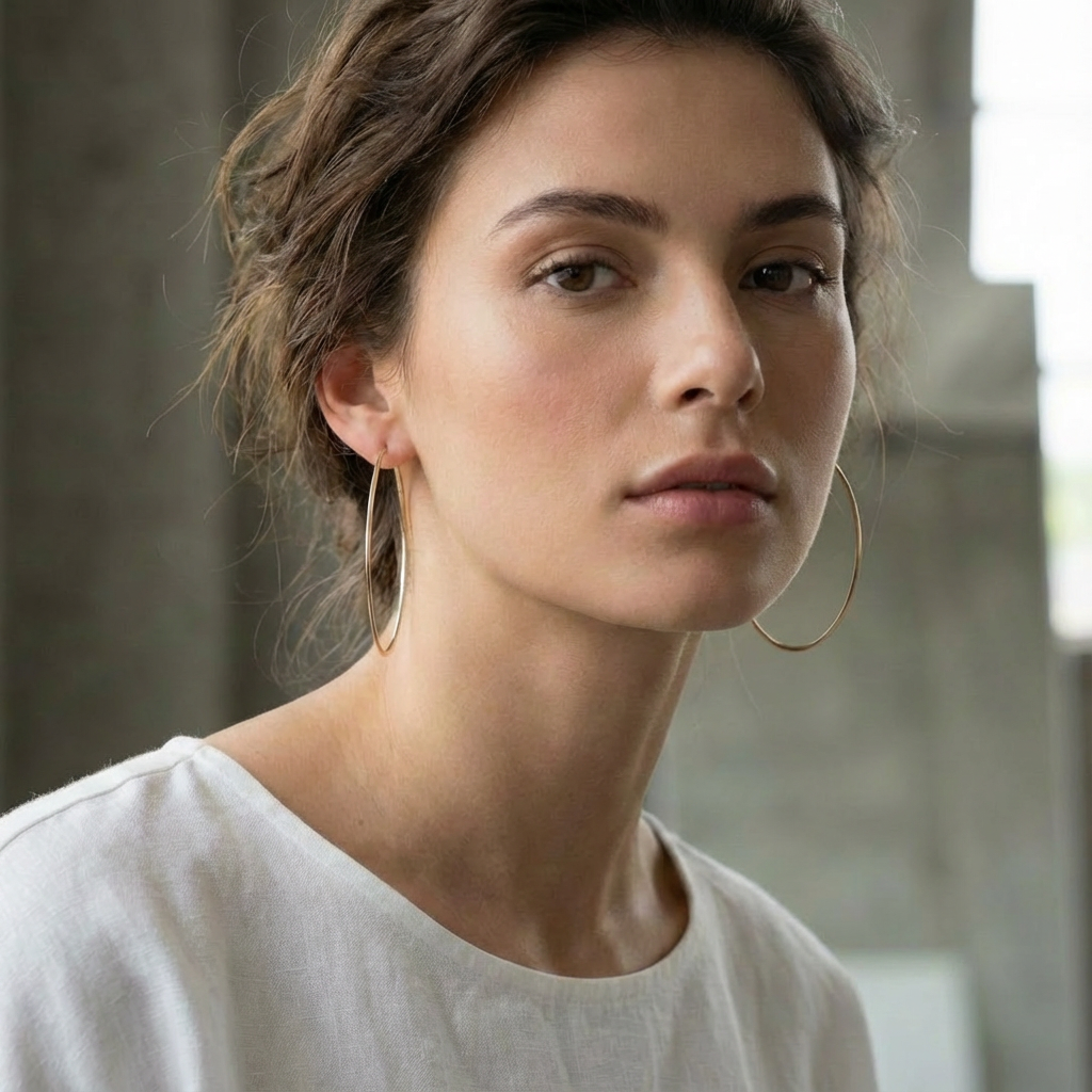 Gold Hammered Hoop Earrings