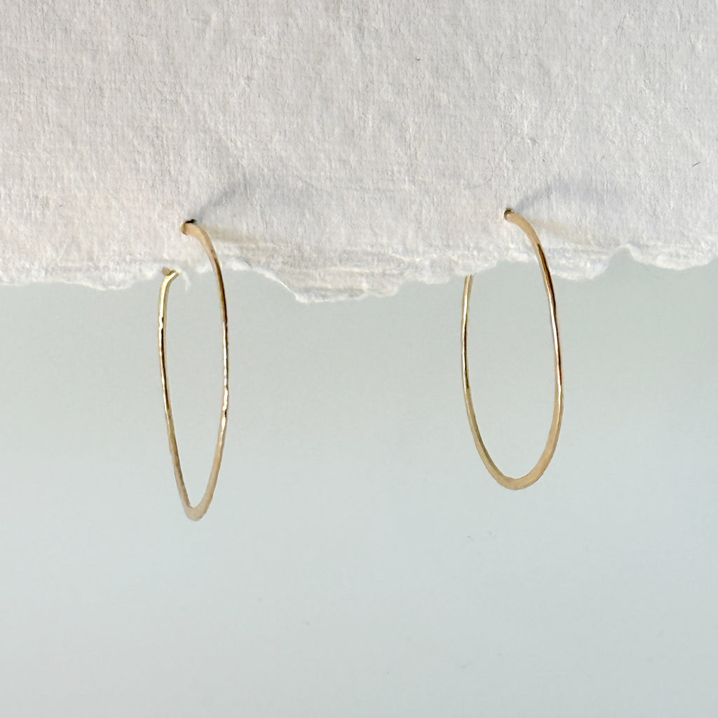 Gold Hammered Small Hoop Earrings