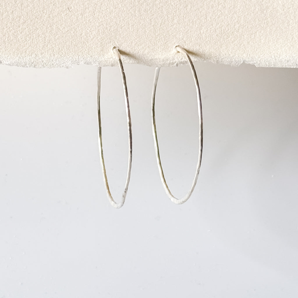 Silver Hammered Hoop Earrings