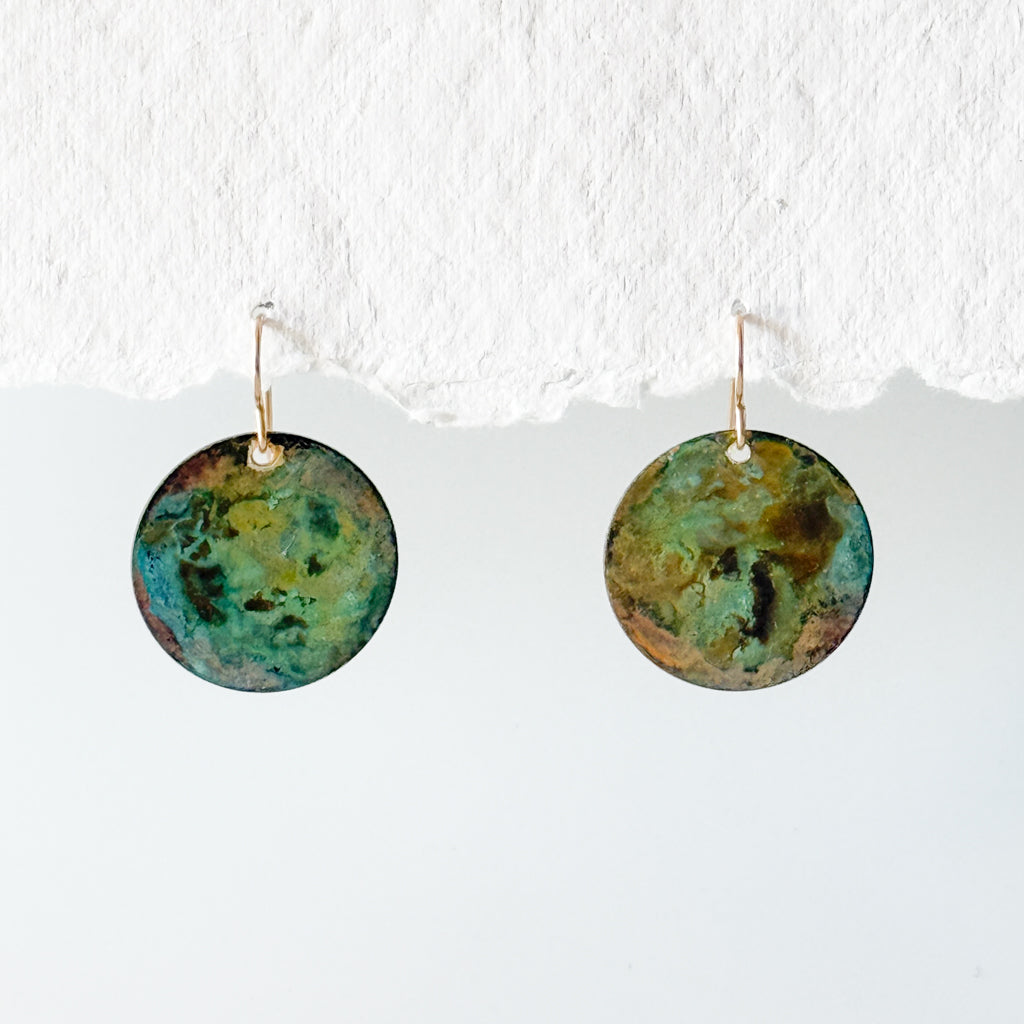 Golden Green Patina Earrings