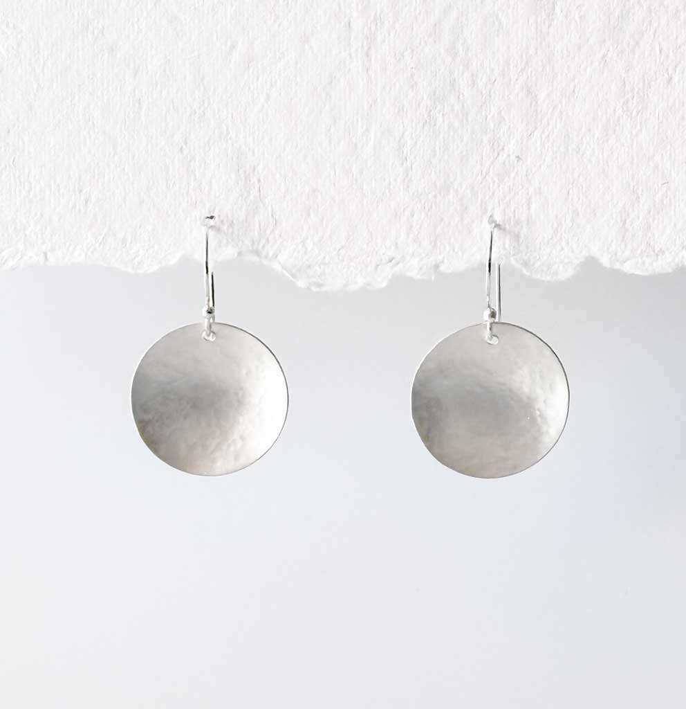 Silver Curved Disc Earrings