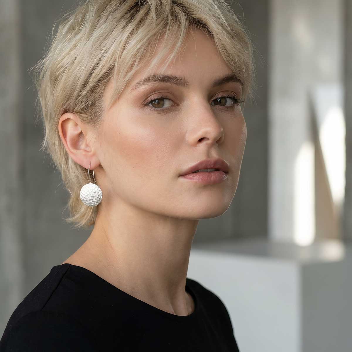 Silver Dimpled Earrings