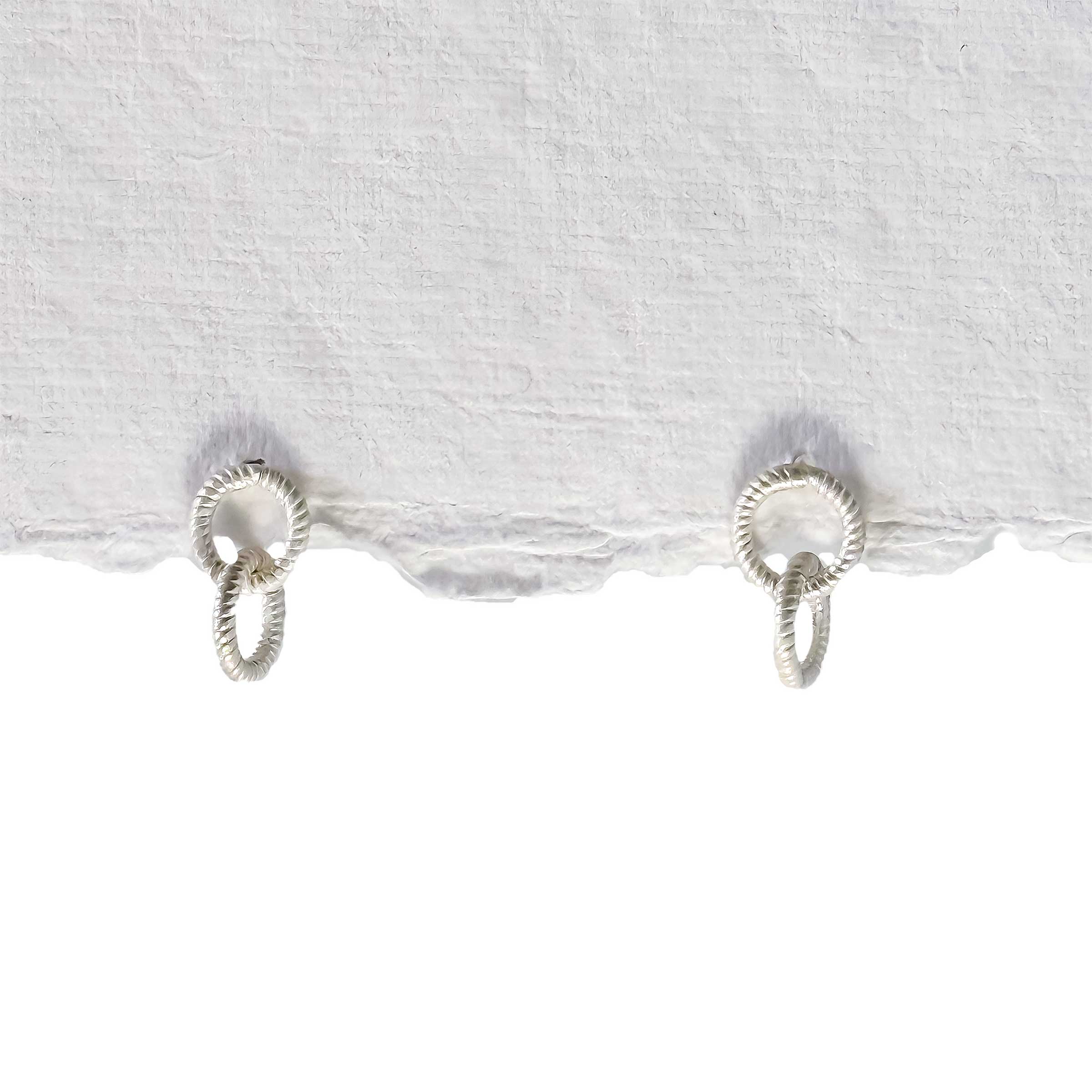 Silver Striated Ring Earrings