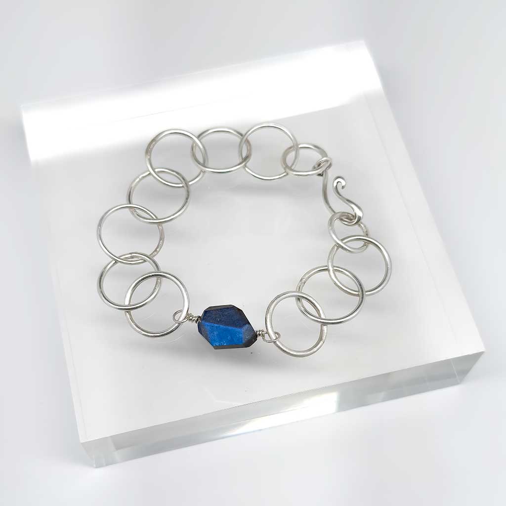 Silver Bracelet with Labradorite Stone