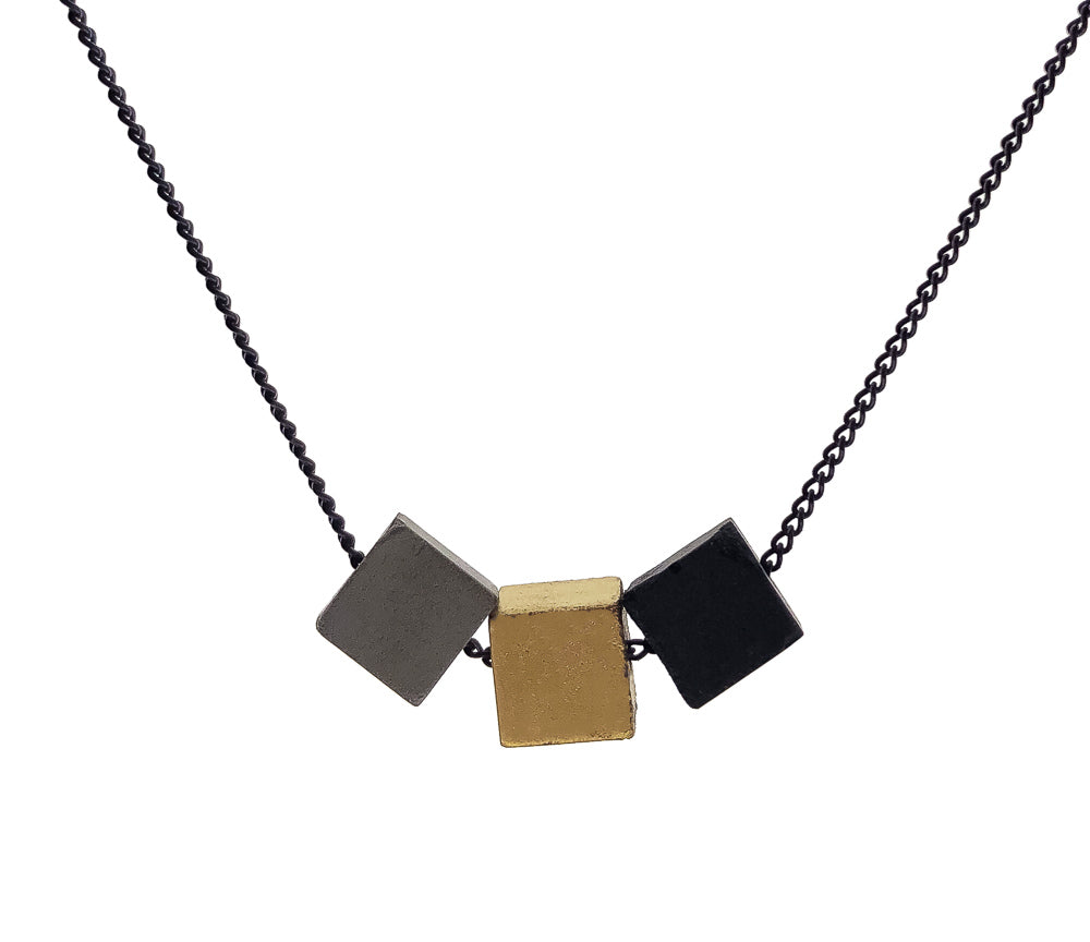 Concrete Cubist Necklace B-G-C