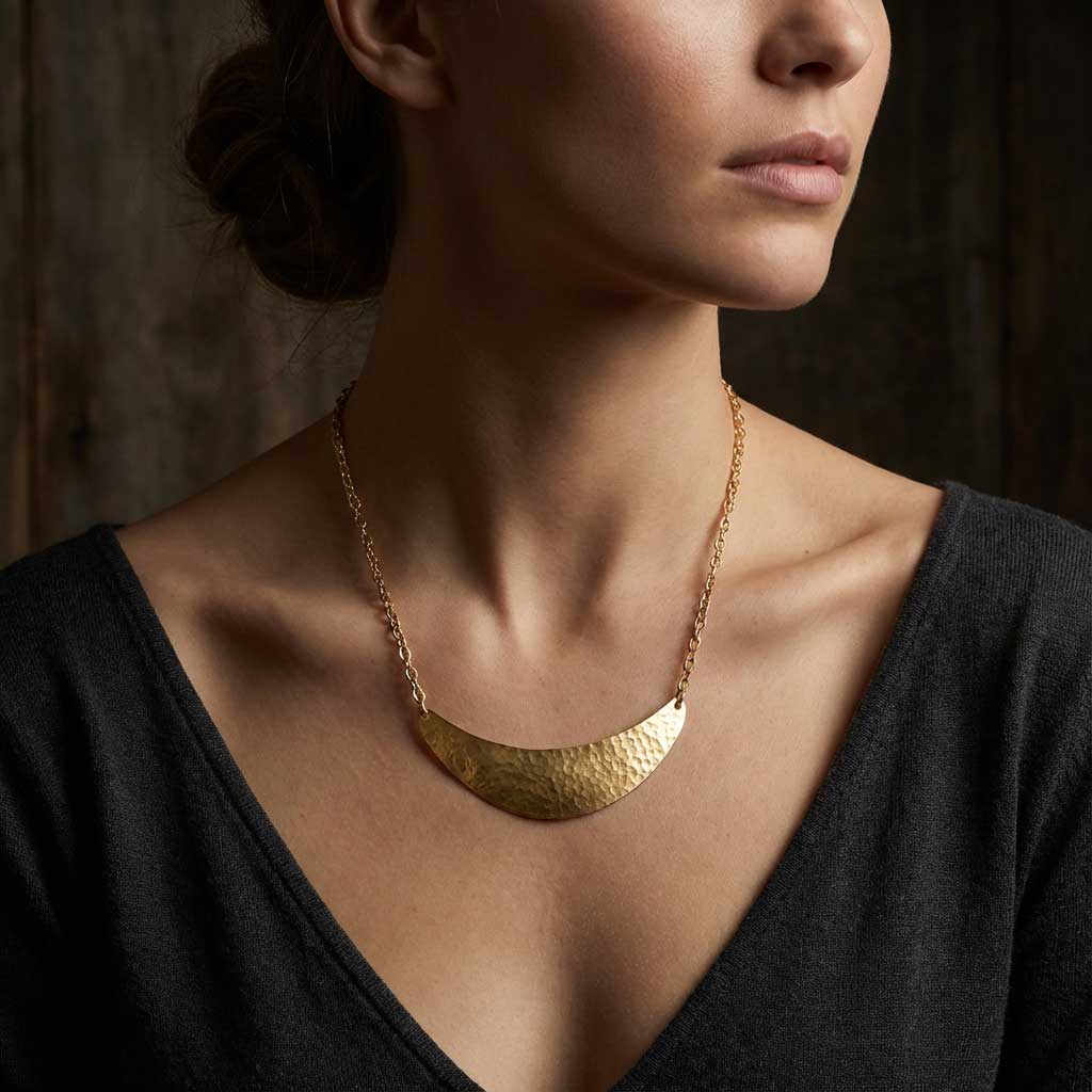Hammered Crescent Necklace