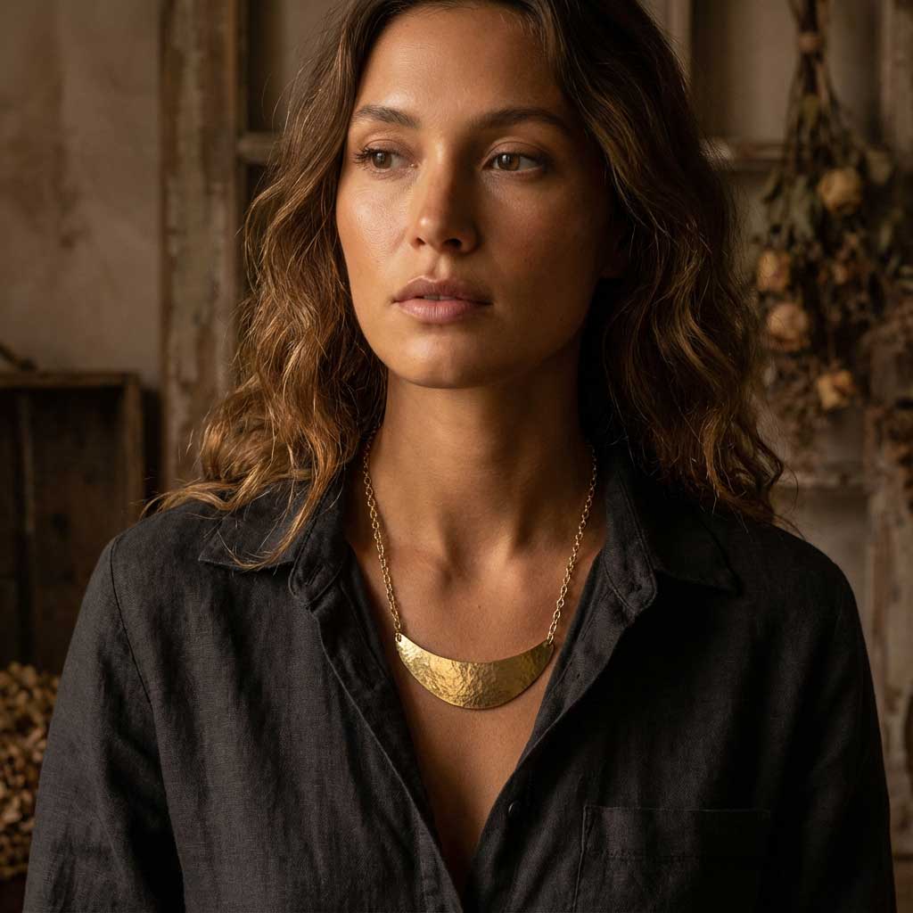 Hammered Crescent Necklace