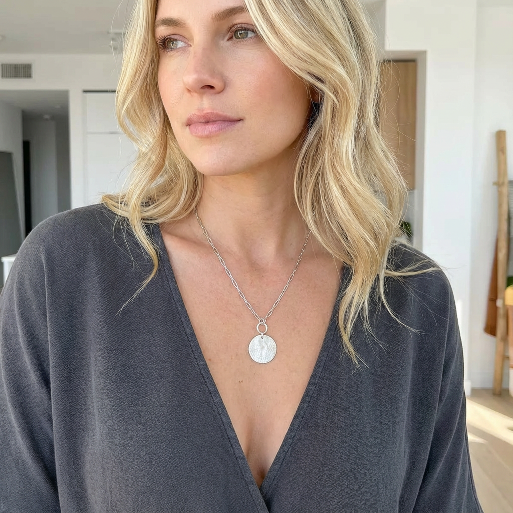 Reticulated Silver Necklace v-08