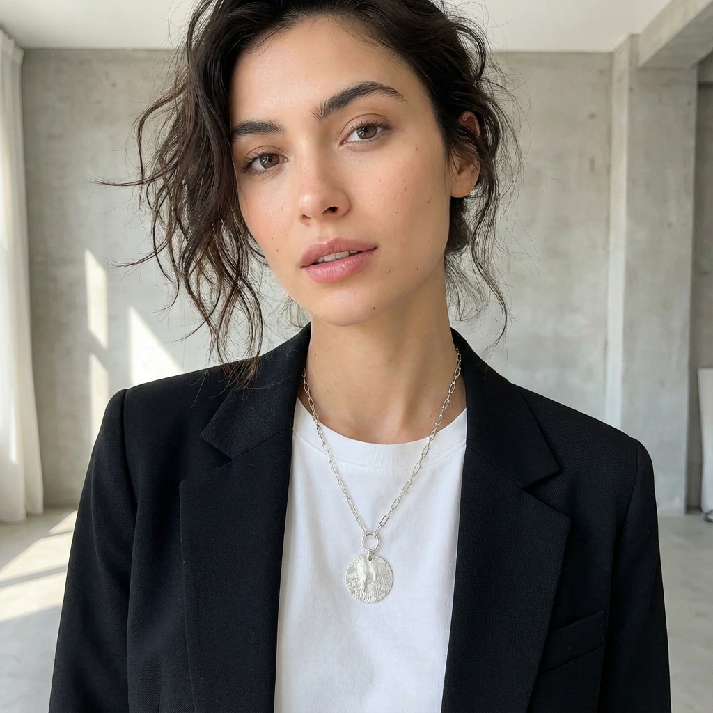 Reticulated Silver Necklace v-08