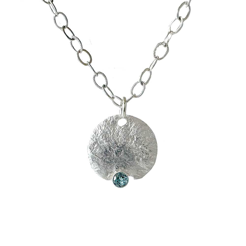 Reticulated Silver & Blue Topaz Necklace