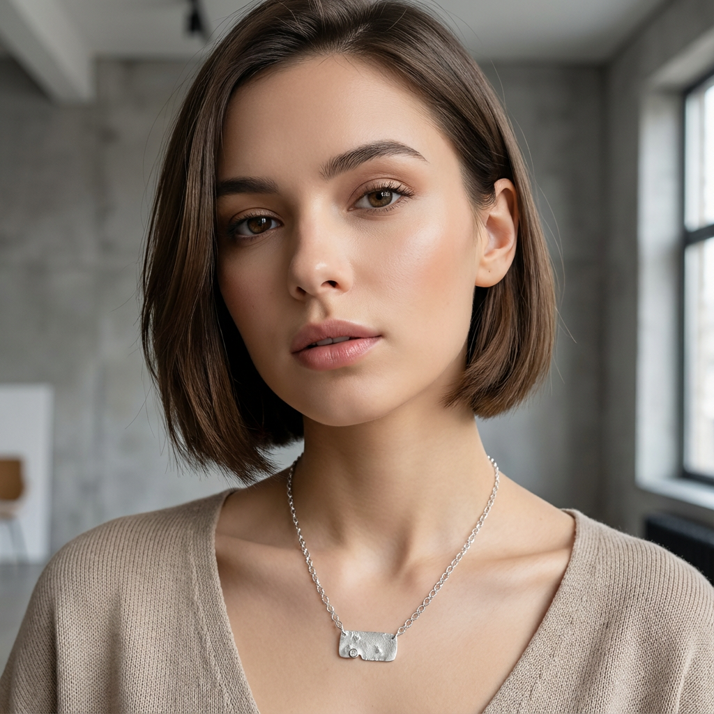 Reticulated Silver & White Topaz Necklace
