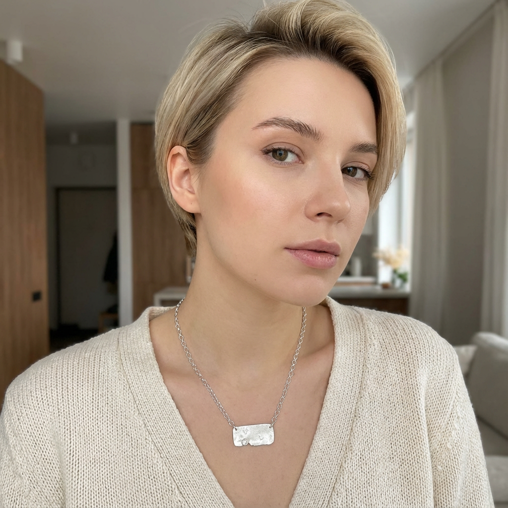 Reticulated Silver & White Topaz Necklace