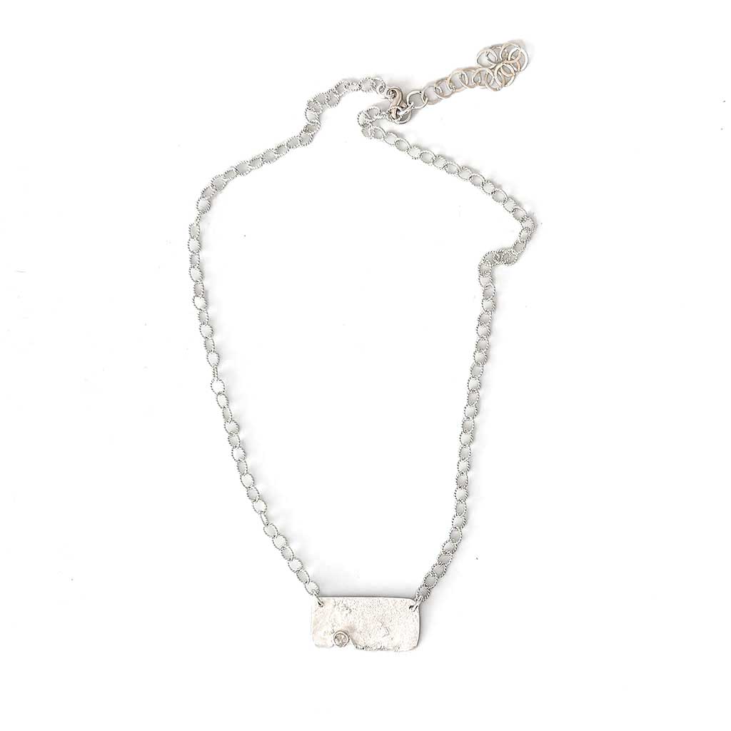 Reticulated Silver & White Topaz Necklace