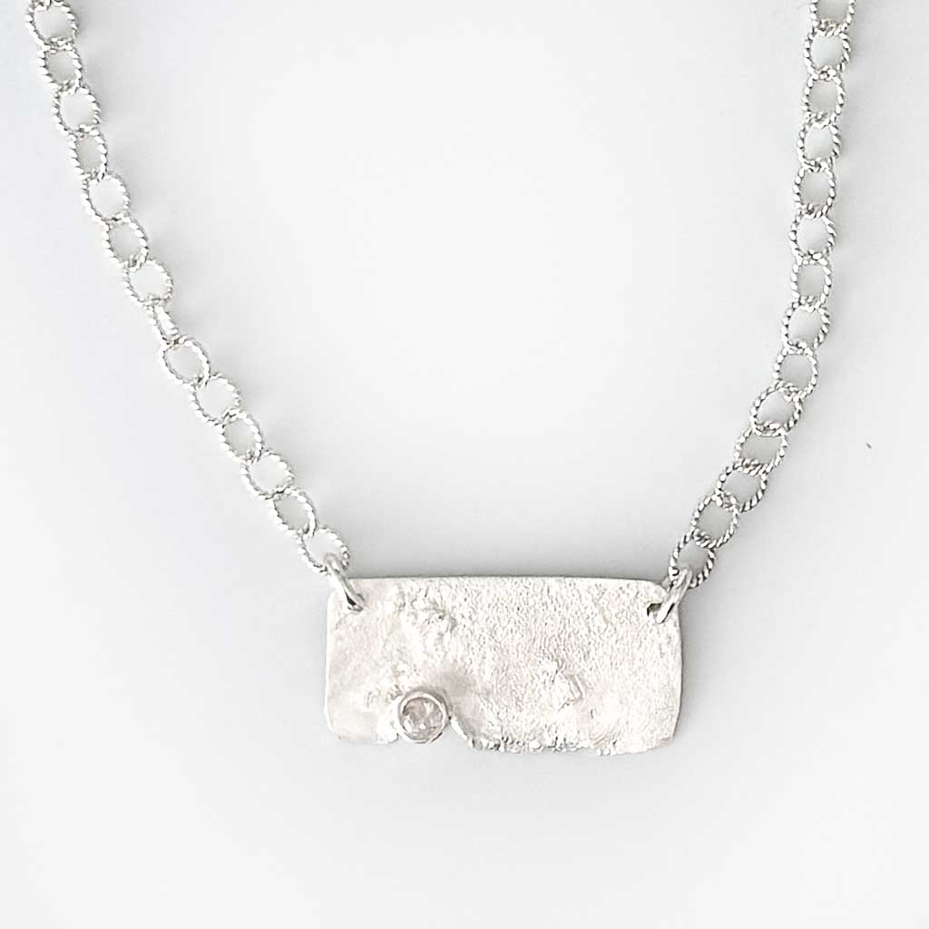 Reticulated Silver & White Topaz Necklace