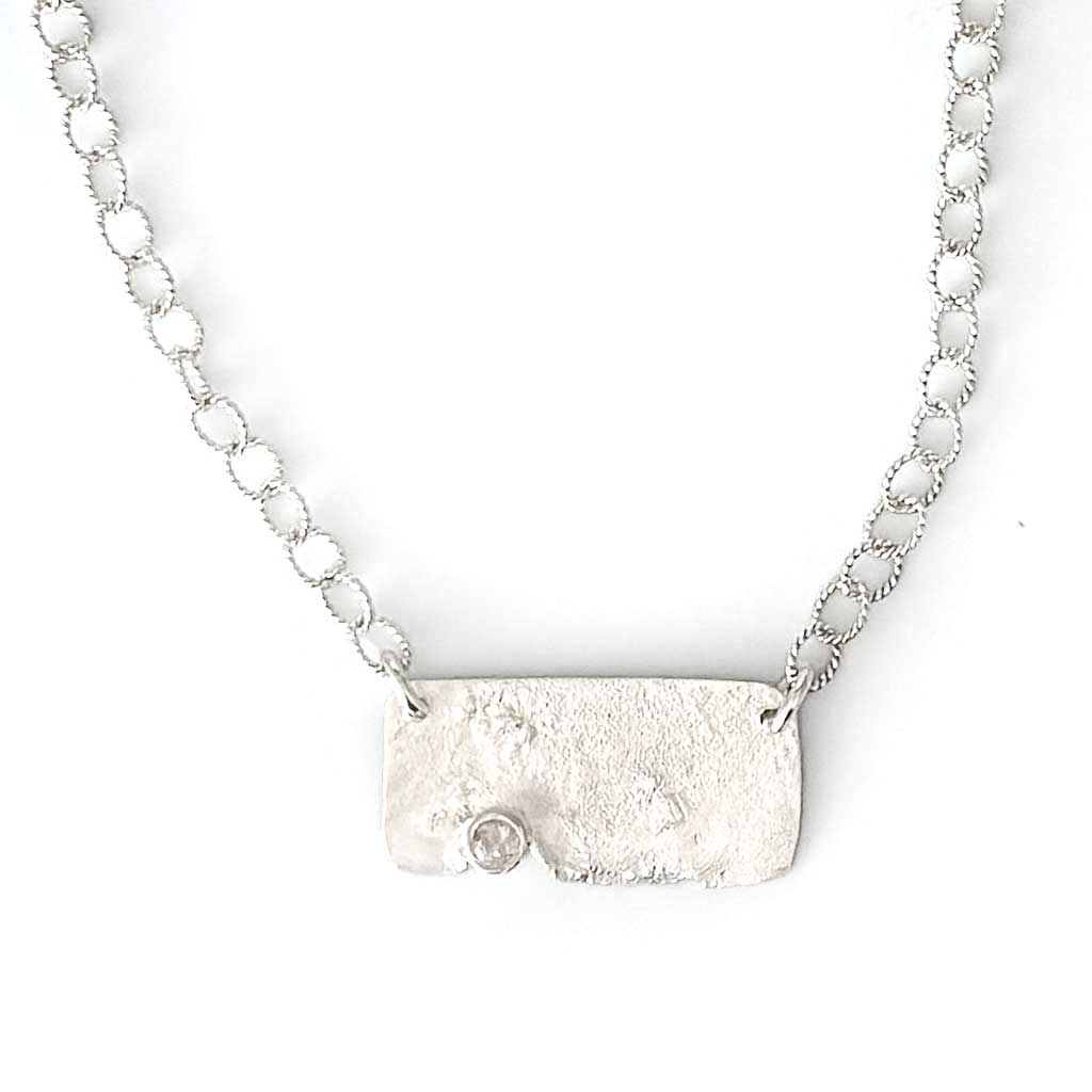 Reticulated Silver & White Topaz Necklace