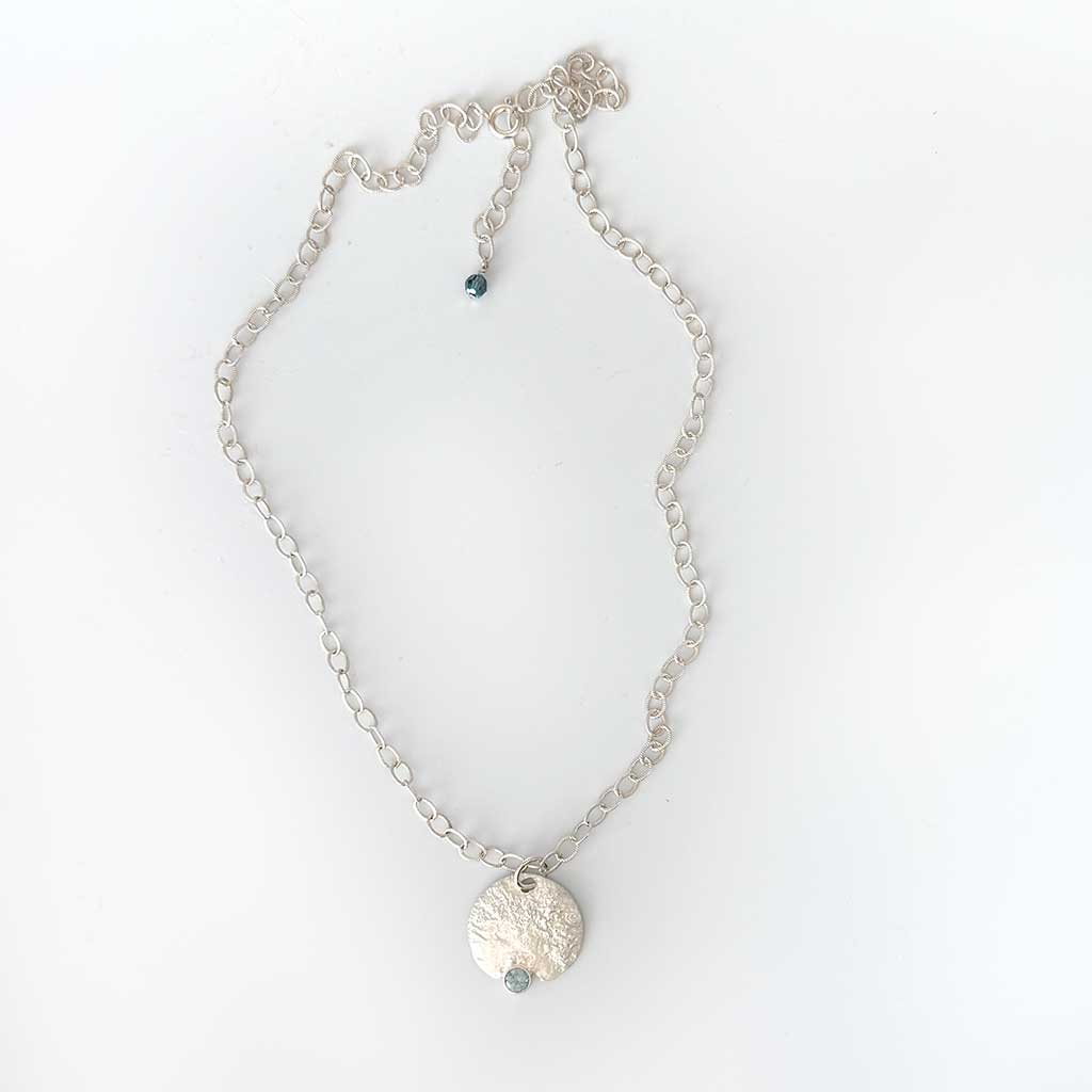 Reticulated Silver & Blue Topaz Necklace