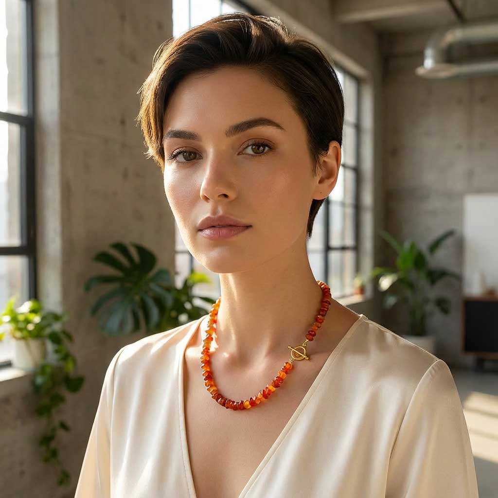 Carnelian & Gold Necklace