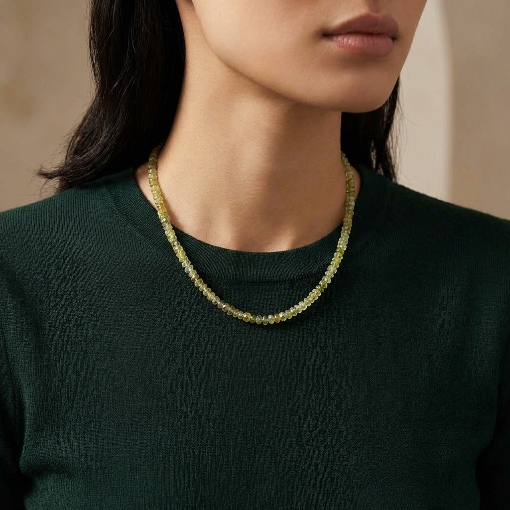 Tourmaline Multi Green/Yellow Faceted Necklace