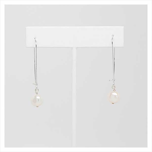 White Pearls on Silver Kidney Wire Earrings