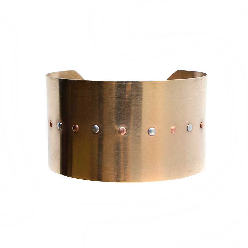Brass Riveted Cuff Bracelet -  - 2